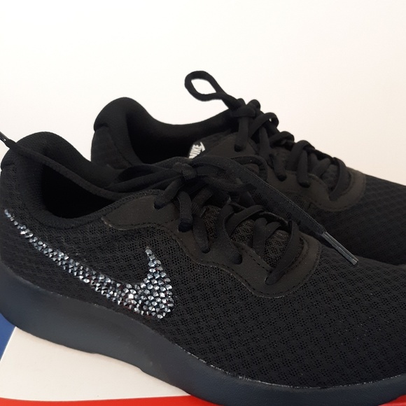 Nike Shoes - NEW ALL Black Nike Tanjun with black bling